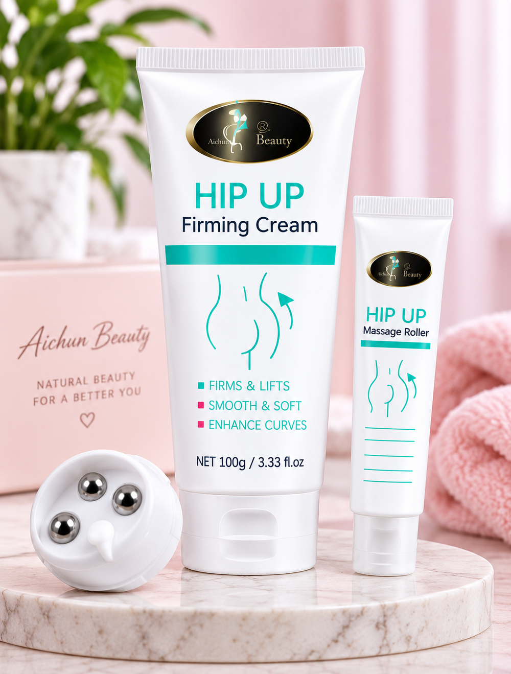 Aichun Beauty Hip Up – Crema Reafirmante con Masajeador 100g