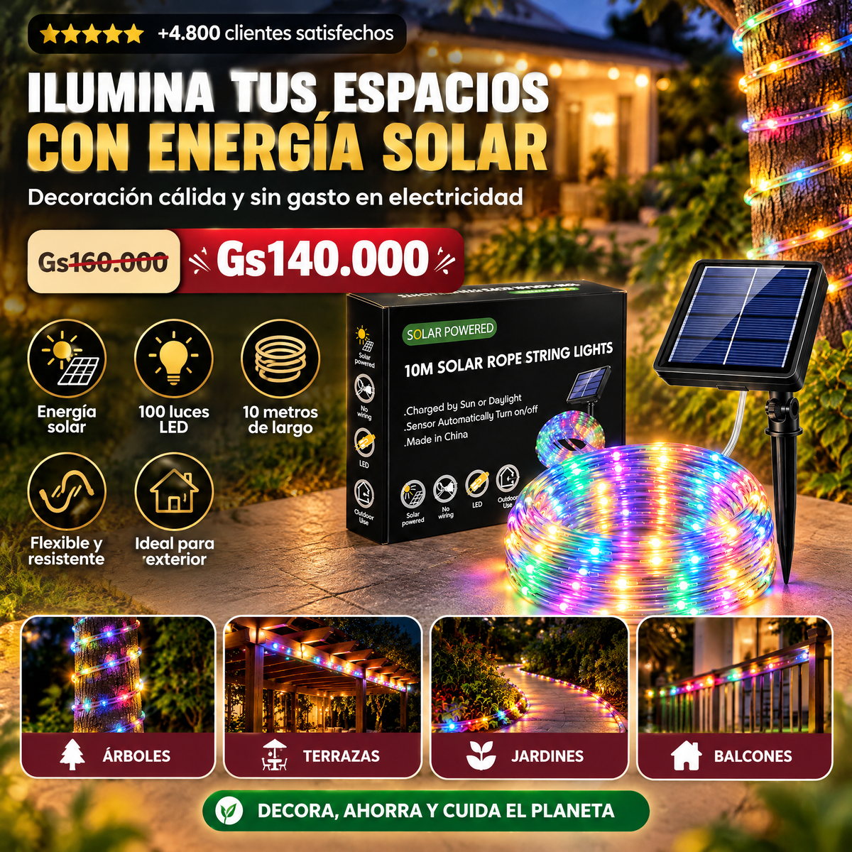 Manguera Solar Led de 10 Metros